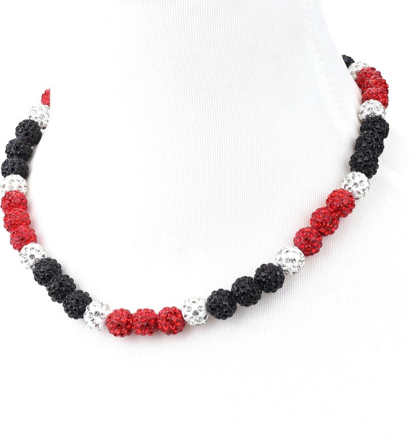 Krfy Baseball Necklaces for Boys, Bling Rhinestone Beaded Necklaces for Women Men, Diamond Baseball Drip Necklace Ice Bead Necklaces Inspired Sports Jewelry, 17.7 Inches, Age：Over 8 Years Old - Image 1